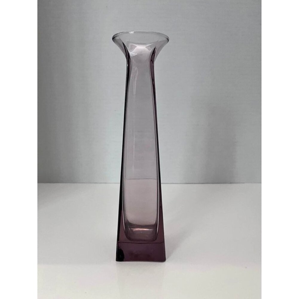 Vtg 1980s Collezione Glass Italian by Glass Line Lilac Purple Crystal Bud Vase.